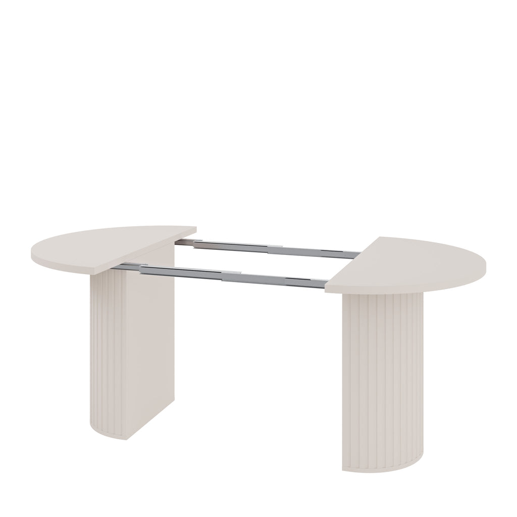 OVALIO Round Extendable Dining Table Ø100–188cm – Sand Beige